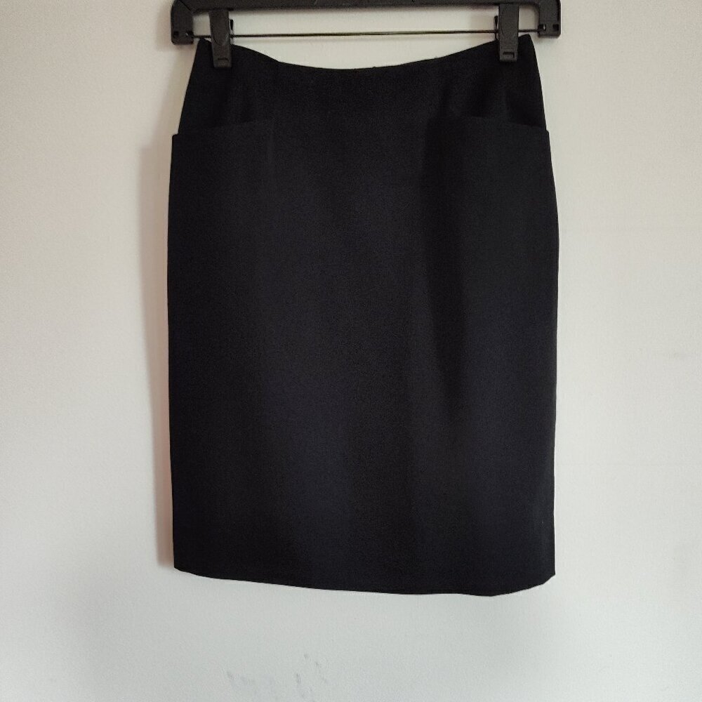Ladies Petite SZ 2P Ellen Tracy Black Wool Pencil Skirt